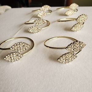 Napkin Rings Elegant Gold Leaf Set of 12